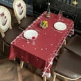 thumbnail image 4 of Meery Christmas Rectangle Tablecloth Winter Snowflake Xmas Tree Table Cloths 60x102inch Polyester Happy Holiday Waterproof and Reusable Tablecloth for Dining Kitchen Parties Weddings Outdoor Use, 4 of 5