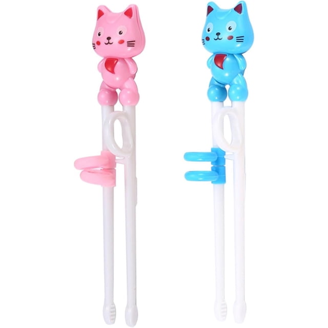 Training Chopsticks, Kids Training Chopsticks, 2 Pairs Kitten Kids Chopsticks, Safe Chopsticks Helper, Heat Resistant Silicone Child Chopsticks with Guide Practice, Training Chopsticks For Kids