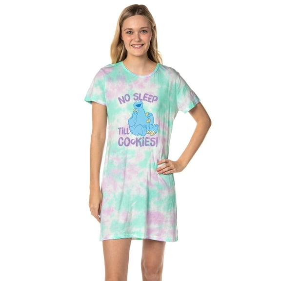 Sesame Street Women's Cookie Monster Nightgown Sleep Pajama Shirt For Adults