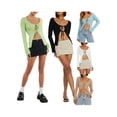 thumbnail image 7 of new women's knitted lace-up cardigan clothing new clothing cardigan long-sleeved adjustable lace-up top-White-L, 7 of 7