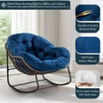 thumbnail image 5 of Outdoor Rocking Chair, Patio Oversized Rattan Egg Rocking Chair, Indoor Outside Padded Cushion Rocker Recliner Chair, Modern Lounge Chair for Front Porch, Garden, Backyard, Balcony, Deck, Navy Blue, 5 of 17
