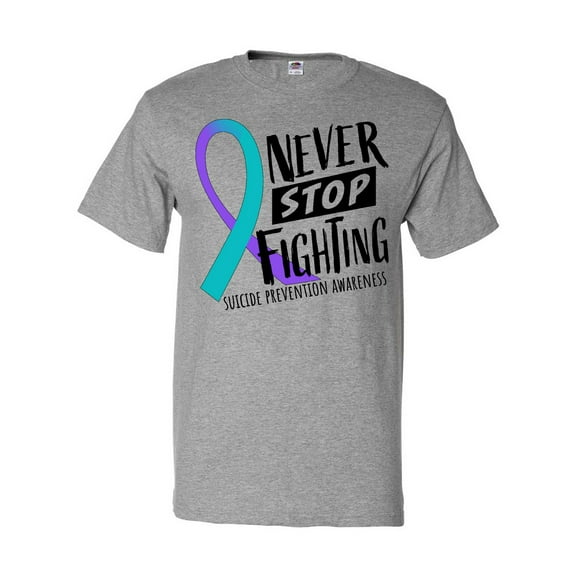 Inktastic Never Stop Fighting Suicide Prevention Awareness Ribbon T-Shirt