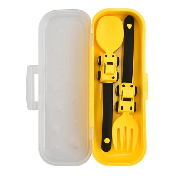 2pcs/set,toddler dishes set,kids construction theme fork and spoon,baby feeding set for Youngsters and Young Youngsters over 6 Months Old,BPA-free, dishwasher safe, Easter Christmas Halloween gift
