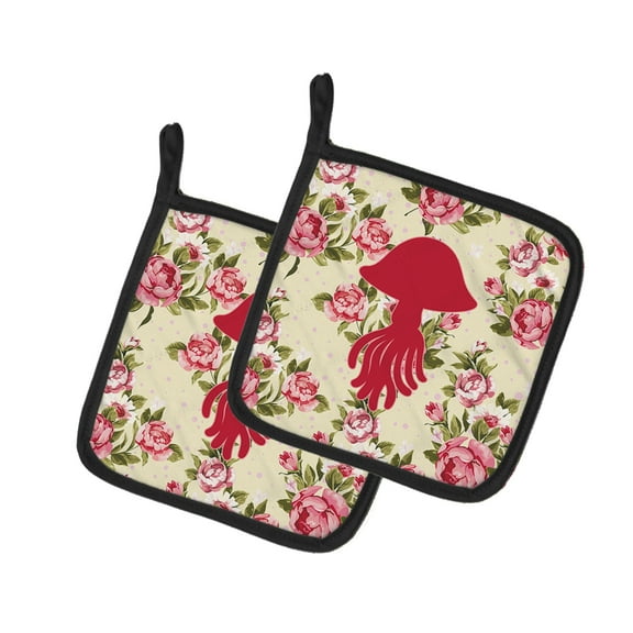 Caroline's Treasures BB1089-RS-YW-PTHD Jellyfish Shabby Chic Yellow Roses Pair of Pot Holders , 7.5HX7.5W, multicolor