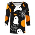 thumbnail image 4 of Jsaierl Women's Halloween Shirts Cute Pumpkin Ghost Graphic Tees Soft Round Neck T-shirt 3/4 Sleeve Tunic Blouse Tops Halloween Party Supplies, 4 of 5