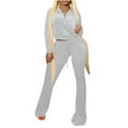 thumbnail image 1 of Timegard Womens 2 Piece Outfits Fleece Linen Zip up Long Sleeve Cropped Sweatshirts Drawstring Pants with Pockets Sets, 1 of 5