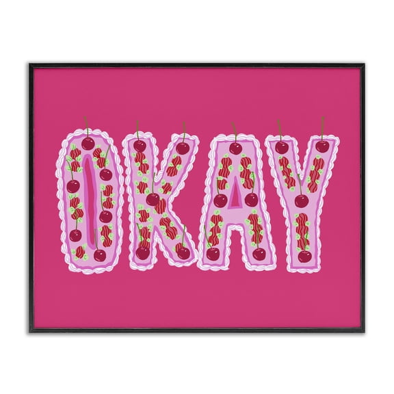Stupell Industries Okay Cherry Cake Black Framed Giclee Art, design by Ziwei Li