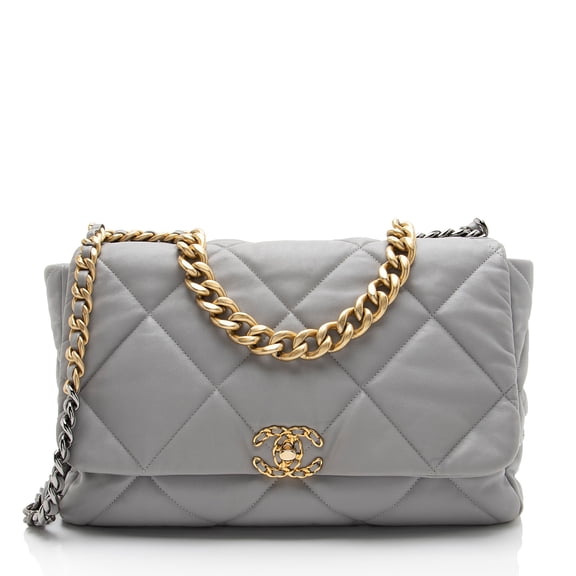 Pre-Owned Chanel Lambskin 19 Maxi Flap Shoulder Bag