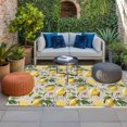 thumbnail image 2 of Summer Yellow Lemon Outdoor Rug for Patio/Deck/Porch, Non-Slip Large Area Rug 3 x 5 Ft, Beige Vintage Pastoral Watercolor Indoor Outdoor Rugs Washable Area Rugs, Reversible Camping Rug Carpet Runner, 2 of 8