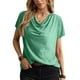 thumbnail image 1 of Camiseta de manga corta con cuello vuelto para mujer, Color puro, informal, elegante, jersey de verano, 1 of 7