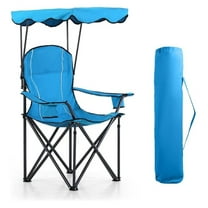 Camping Chairs with Shade, Foldable Canopy Chair, Folding Camping Shade Chair for Outdoor, Camping, Patio, Support 350 LBS, Blue