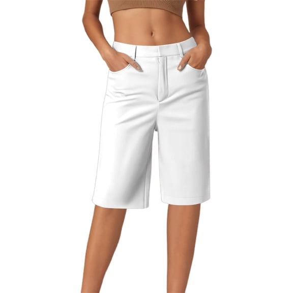 WAYUTE Women's Shorts Comfortable Casual High Stretch Twill Straight Leg 5 Inch Shorts Solid Color Relaxed Fit Bottoms