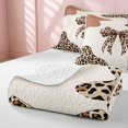 thumbnail image 4 of Erosebridal Leopard Bow Print Quilt King for Girls, Cheetah Animal Spots Girly King Coverlet Set, 3 Pieces 1 Bedspread and 2 Pillowcases, 4 of 7
