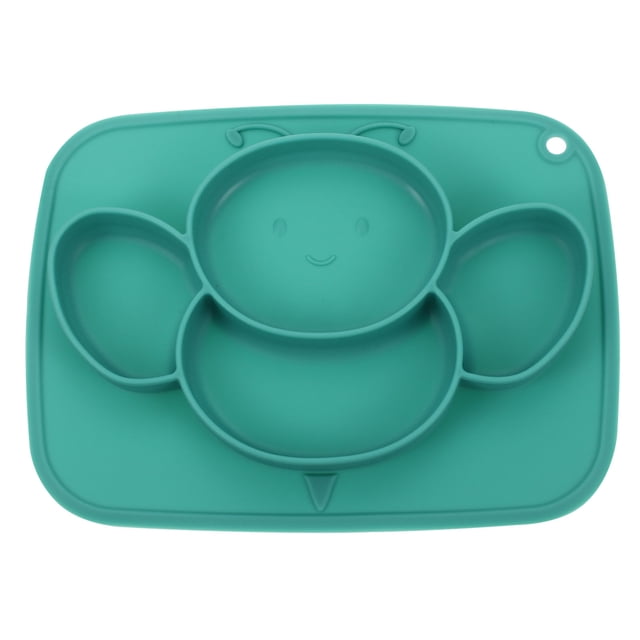 OULII Silicone Suction Plate for Kids with Divided Design Green Color NonSlip Strong Adsorption Easy to Carry for