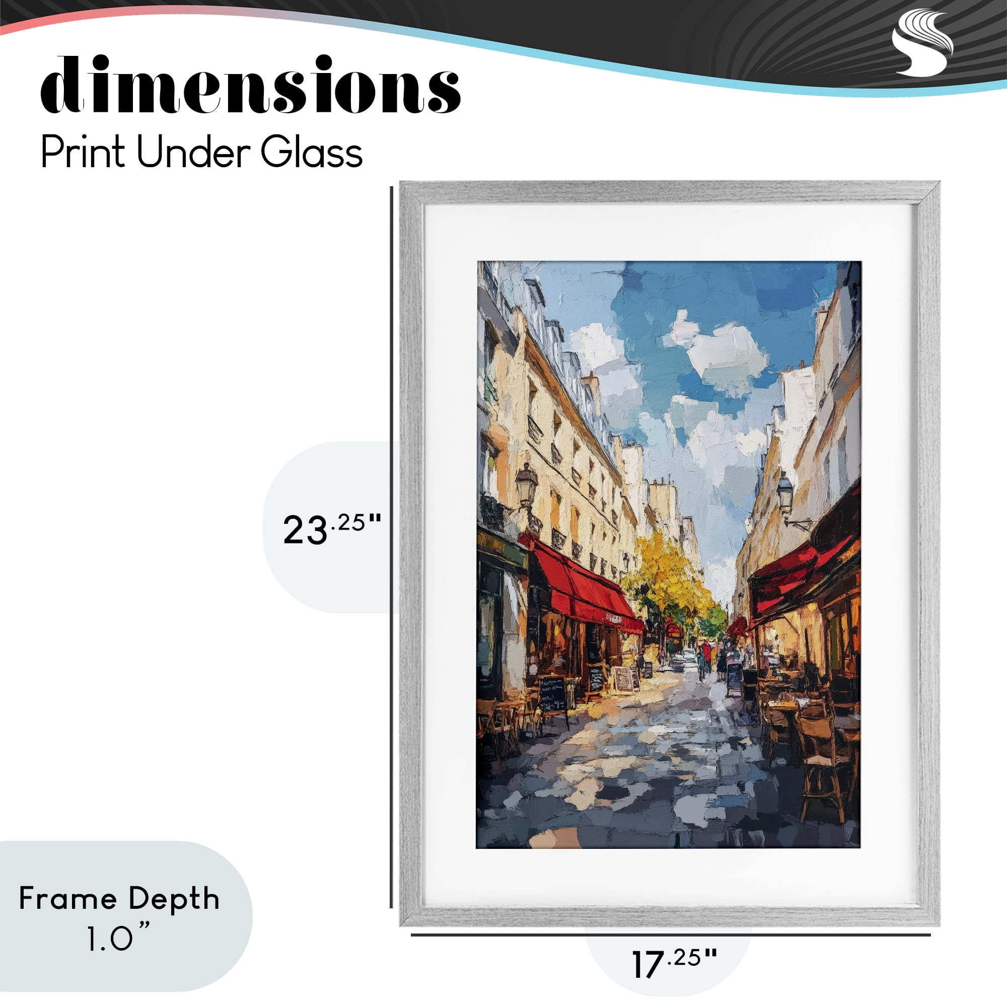 Stupell Industries Charming Paris Street Scene Gray Framed Print Under Glass, design by Petal Prints Design