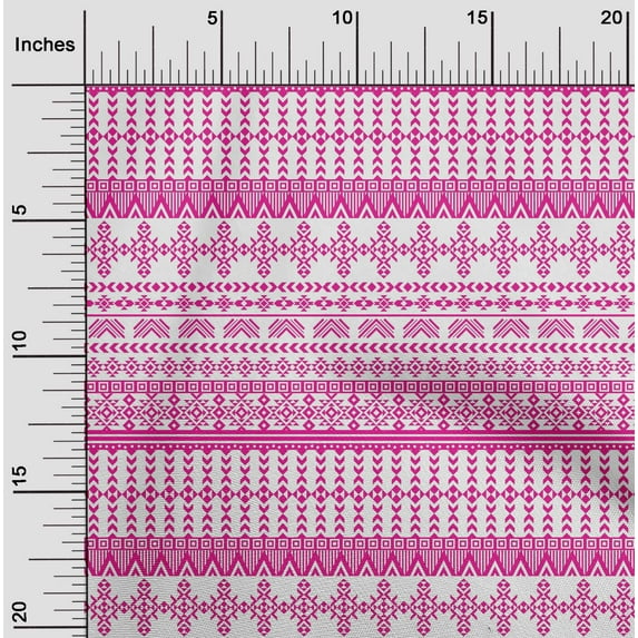 oneOone Georgette Viscose Fuschia Pink Fabric Geometric Tribal Dress Material Fabric Print Fabric By The Yard 42 Inch Wide