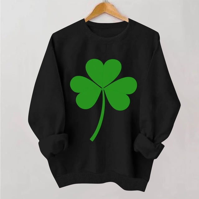 TaTaai Women Casual St Patrick's Day Printed Crew Neck Long Sleeve No Hood Sweatshirt Ladies Spring Daily Office Street Wear Soft Comfortable Machine Washable Stylish Top Gift