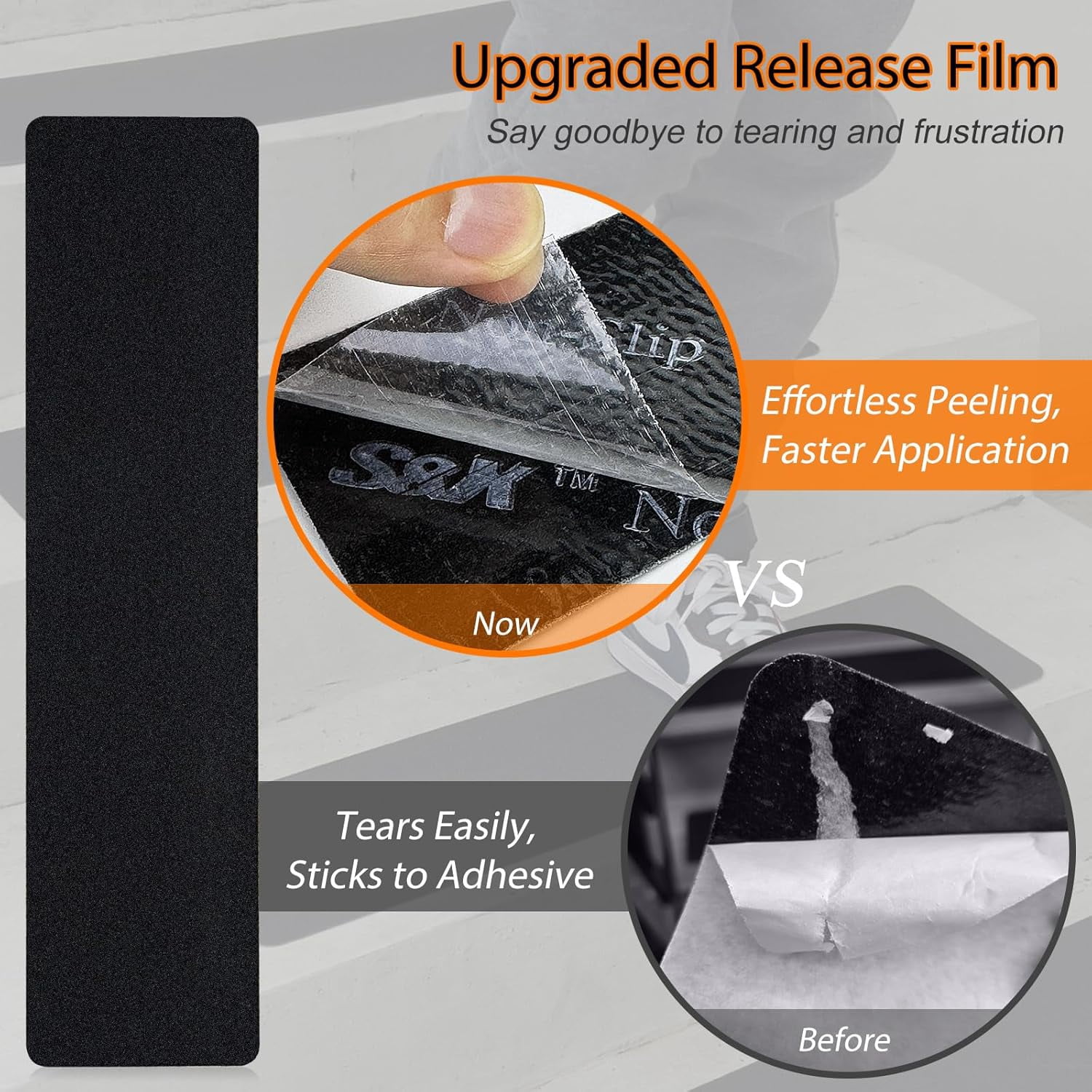 Stair Treads Non-Slip Outdoor Grip Tape, 12-Pack, 6” x 30” Pre-Cut Anti Slip Tape, Black