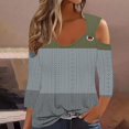 thumbnail image 1 of RXIRUCGD Blouse Décontractée à Rayures à Manches Courtes pour Femmes, Vert Armée, Taille : 3TG, 1 of 5