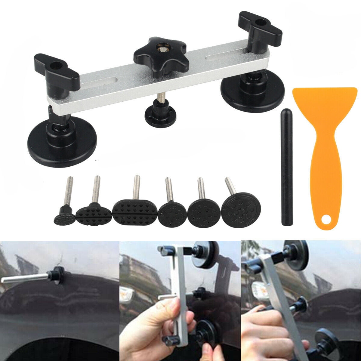 Acouto Bridge Puller Sets Car Body Paintless Dent Removal Repair Tool Kits Silver 