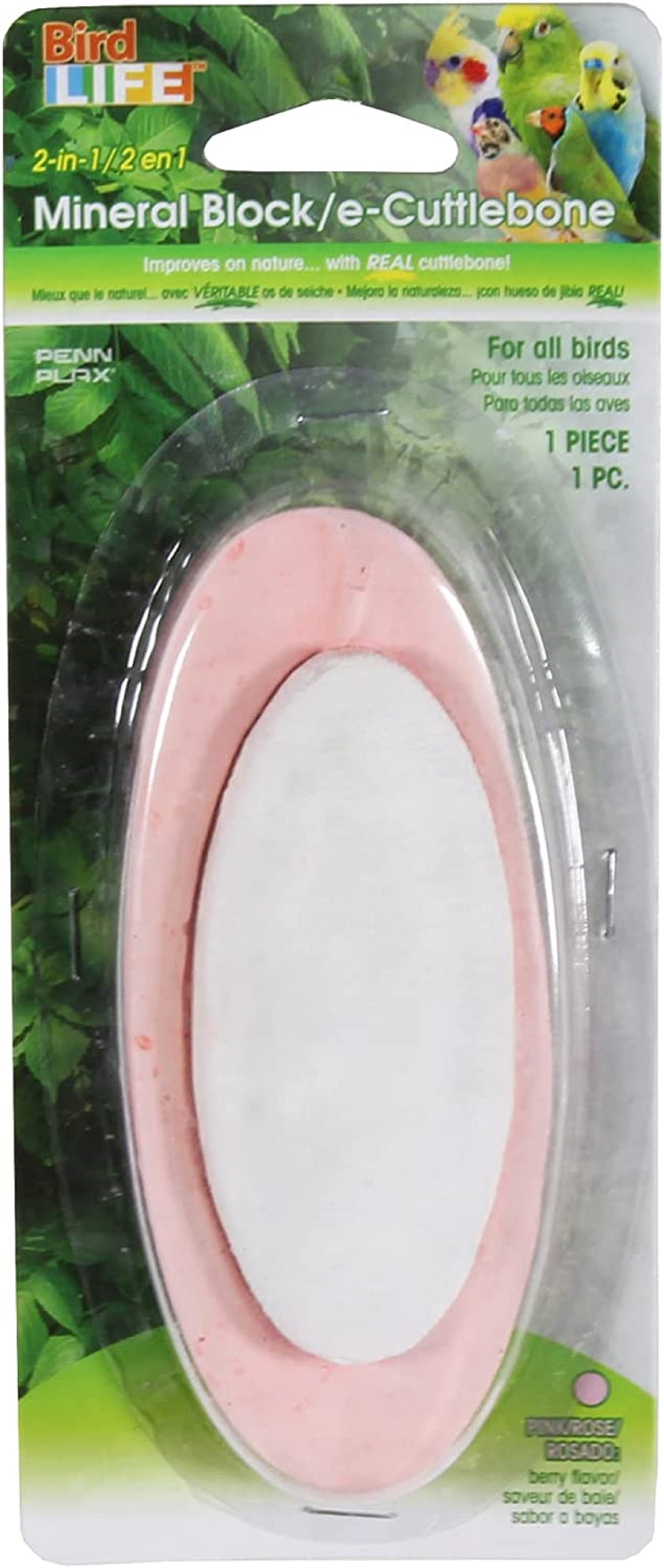 (2 pack) Penn-Plax 2-in-1 E-Cuttlebone & Mineral Block for Birds – Berry Flavor – 1 Pack