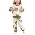 thumbnail image 3 of WUANDIXFA Fall Clothes for Baby Girl Baby Girls Flannel Fleece Warm Winter Pajama Loungewear Set,Green,5-6 Years, 3 of 8