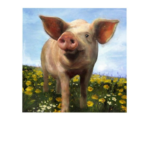The Pig Out Pink Cotton 40" x 40" Farmhouse Style