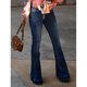 thumbnail image 3 of Pantalones Acampanados Desgastados Vintage con Bolsillos Pantalones Acampanados Retro Delgados Casuales para Mujer Azul Oscuro XXL, 3 of 5