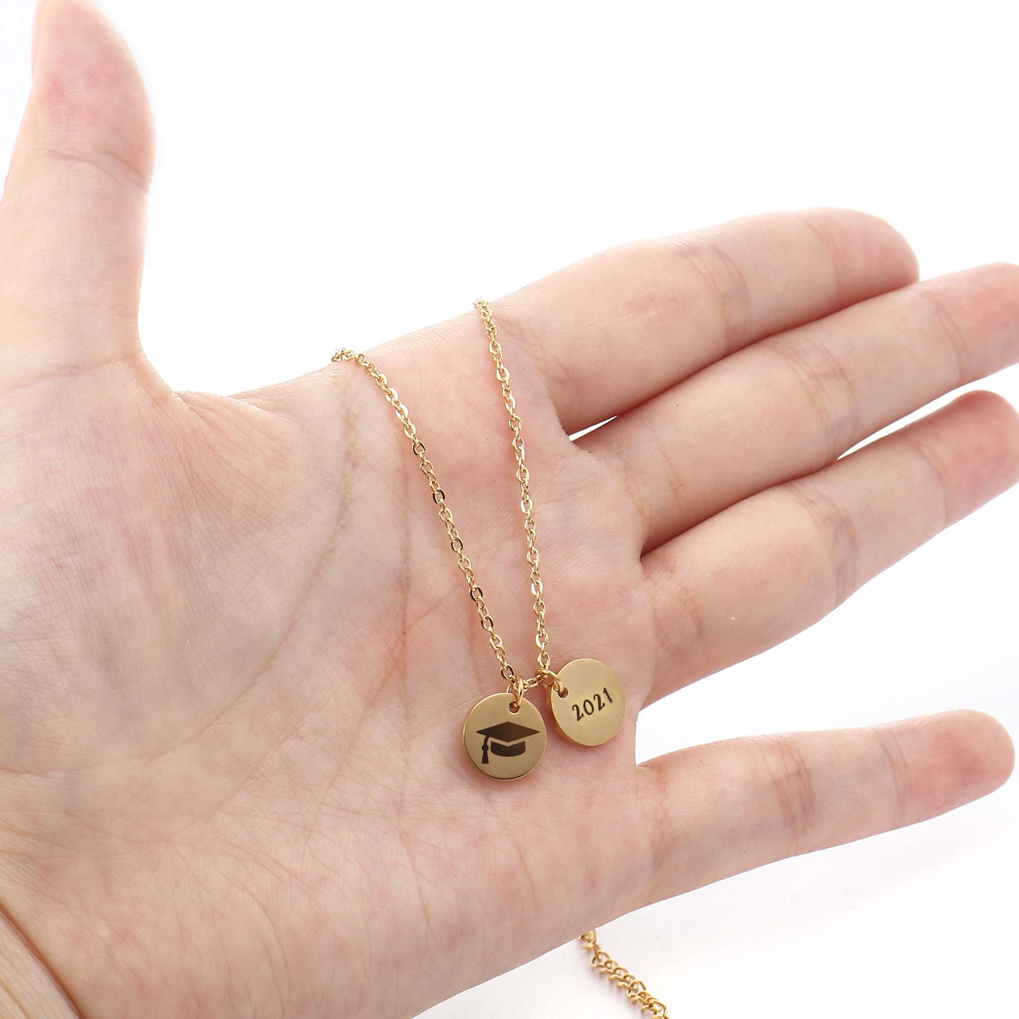 Anavia Graduation Gift for Her - 2021 College Graduation Gifts for Friend - Stainless Steel Engraved Bachelor Cap Necklace - Happy Graduation Gift for Daughter