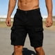 thumbnail image 2 of Mens Cargo Shorts con Bolsillos Color Sólido Botón Cintura Casual Y de Moda Shorts para Hombres, 2 of 9