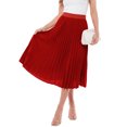thumbnail image 4 of Asklazy Women's High Waist Pleated A-Line Midi Skirt,Flowy Elastic Waist Skirts for Work Casual Wear,Gift,D Red,L, 4 of 10