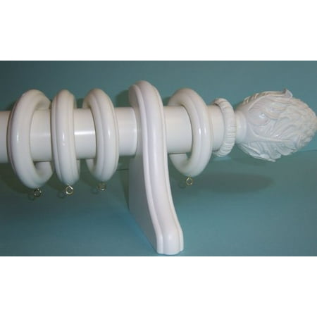 2 inch Solid Wood Pole Rings for Window Drapes, White Finish