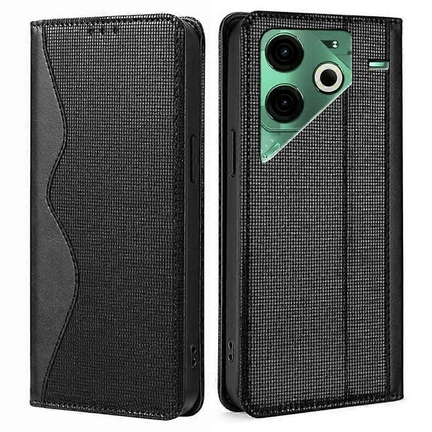 For TECNO Pova 6 Neo Leather Case Wallet Stand Phone Cover with RFID Blocking - Black