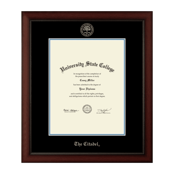 Framerly - Citadel Military South Carolina Certificate Frame Black and Medium Blue