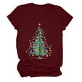 thumbnail image 4 of UngA Womens Christmas T Shirts Short Sleeve Cotton Crewneck T-Shirt Merry Christmas Xmas Tree Tee Tops Casual Basic Women Christmas Shirts (Wine,M), 4 of 6