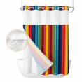 thumbnail image 2 of Abstract Vertical Striped No Hook Shower Curtain Waterproof,Bathroom Curtains with Snap in Liners and See Through Top Window,Colorful Rainbow Stripes Retro Hotel Bathtub Curtains Shower 48"Wx72"L, 2 of 8