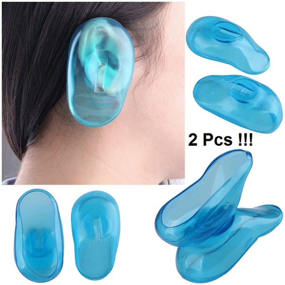 2PCS Blue Clear Silicone Ear Cover Hair 