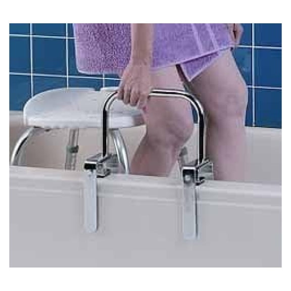 Textured Grip Bathtub Rail - Knurled Steel Grab Bar - Metallic Finish