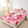 thumbnail image 4 of Homewish Kawaii Axolotl Twin Sheet Sets,Red Cute Strawberry Twin Fitted Sheet,White Cartoon Daisy Flower Flat Sheet For Girls Kids,Breathable Home Decor,3pcs, 4 of 7