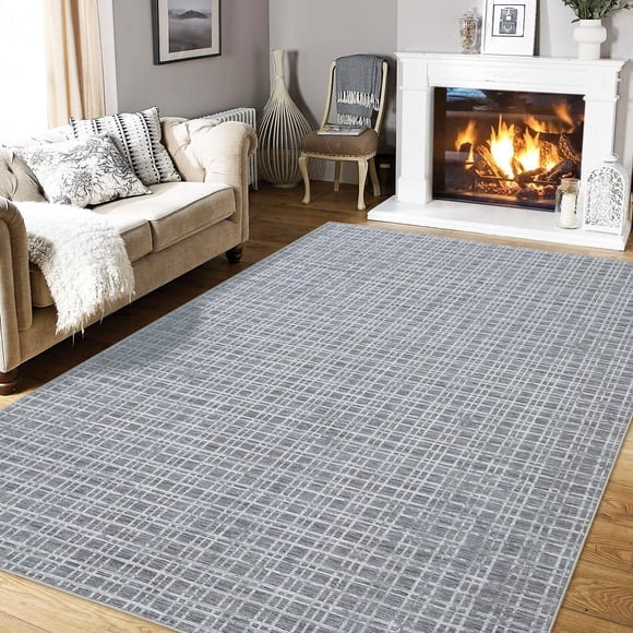Tapis Lavable Antidérapant Tapis Moderne à Carreaux Tapis Doux en Fausse Laine Tapis de Sol Intérieur Tapis Contemporain à Motif à Carreaux Tapis Jeté Qui Ne Perd Pas Ses Fibres pour Chambre Salon Salle à Manger Bureau