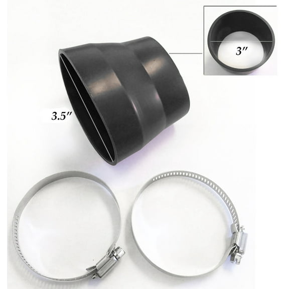 3"-3.5" Air Intake Intercooler Rubber Coupler With Clamps BLACK