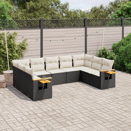 vidaXL Garden Sofa Set Black (sofa), Cream white (cushions)