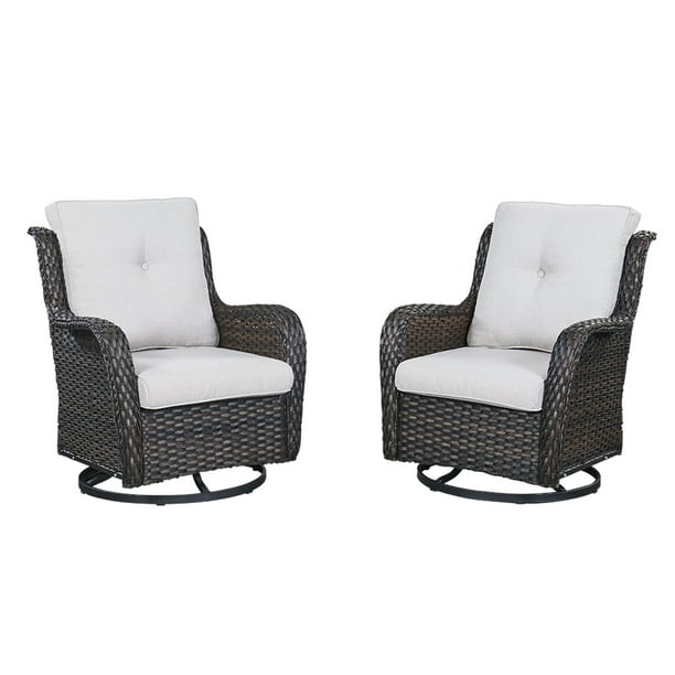 PARKWELL Wicker Patio Swivel Rocking Chairs PE Rattan Patio Furniture