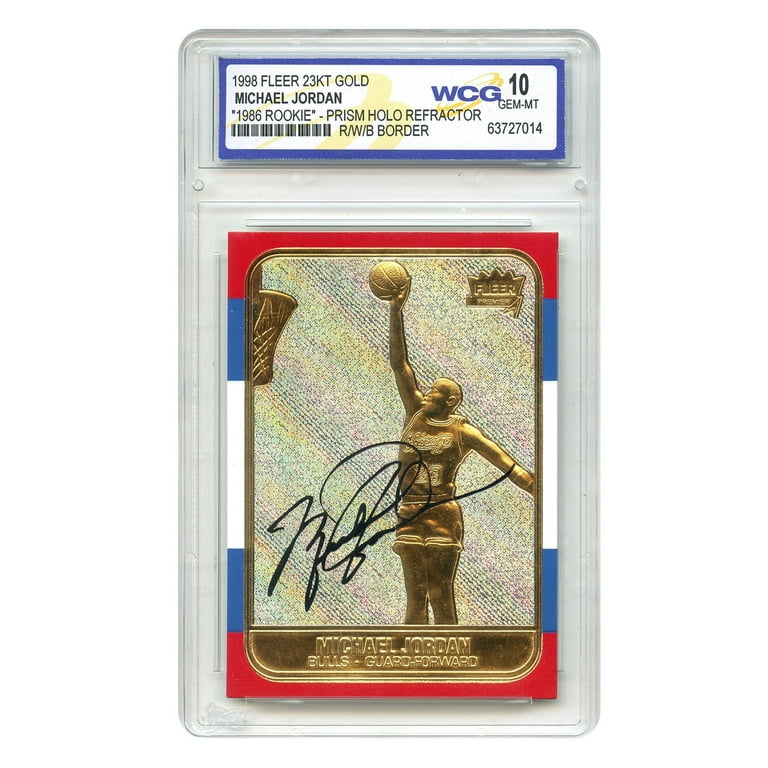 michael jordan rookie card graded 10 PSA Basketball Mystery Pack : Collectibles & Fine Art dimensional image in high relief on a mirror 1996 Michael Jordan '86 Fleer