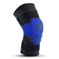 thumbnail image 1 of Generic Support de Genou pour Cyclisme et Course - Manchon de Compression Tricoté Respirant avec Rembourrage en Gel de Silicone, Sangle Réglable, Unité Unique en Noir et Bleu, Taille g, 1 of 6