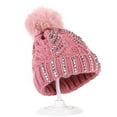 thumbnail image 2 of qolati Adults Kids Winter Beanie Hat with Faux Fur Pompoms Warm Knit Skull Cap Sequin Soft Ski Beanie for Women Men Holiday Outfits, 2 of 7