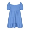 thumbnail image 4 of Puntoco Vestido De Manga Corta Con Cuello En V, Vestido De Manga Corta Con Cuello En V Versátil Con Cordones De Moda De Verano Azul S, 4 of 6