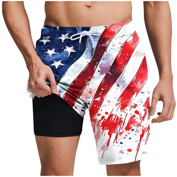 Pantalones Cortos para Hombre Cintura Elástica con Bolsillos, Forro de Impresión de Moda Casual para la Playa, Al Aire Libre Y el Uso Diario