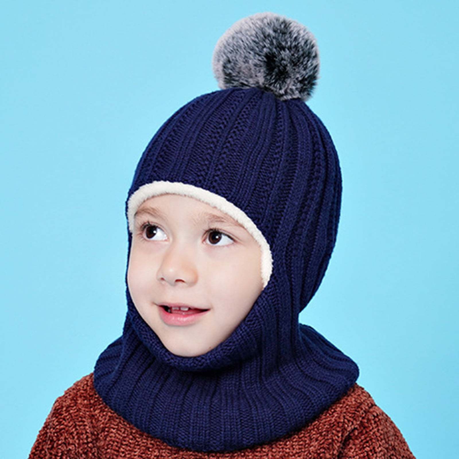 nsendm Big Kid hat Toddler Winter Hat with Strap Baby Winter Hat Scarf Toddler Beaniess Hats Girl Boy with Neck Warmer Filthy Frank Unisex Child Clothes Navy One Size Walmart