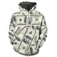 thumbnail image 3 of Sudadera con capucha con estampado 3D de dólar divertido para hombre y mujer, sudadera con capucha gráfica informal personalizada, sudadera holgada de gran tamaño para hombre, 3 of 5